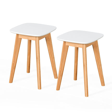 Dining Stools, Set of 2, Bamboo Legs