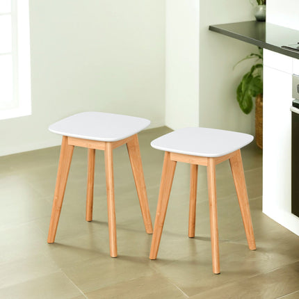 Dining Stools, Set of 2, Bamboo Legs