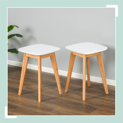 Dining Stools, Set of 2, Bamboo Legs