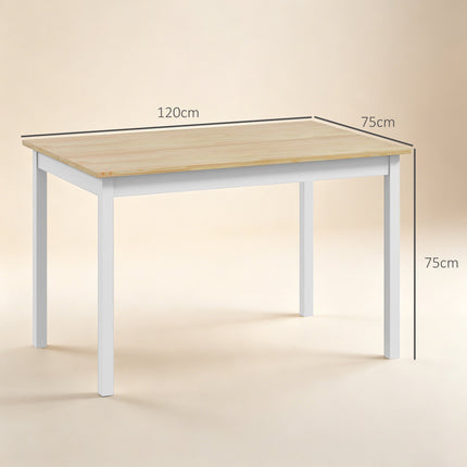 Dining Table 120 x 75 cm, Farmhouse Pine Wood, Seats 4