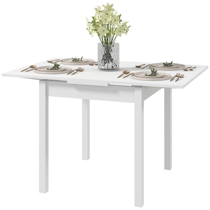 Extendable dining table in white wood for 2-4 people