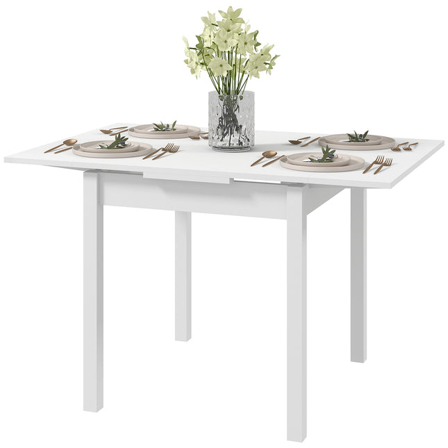 Extendable dining table in white wood for 2-4 people