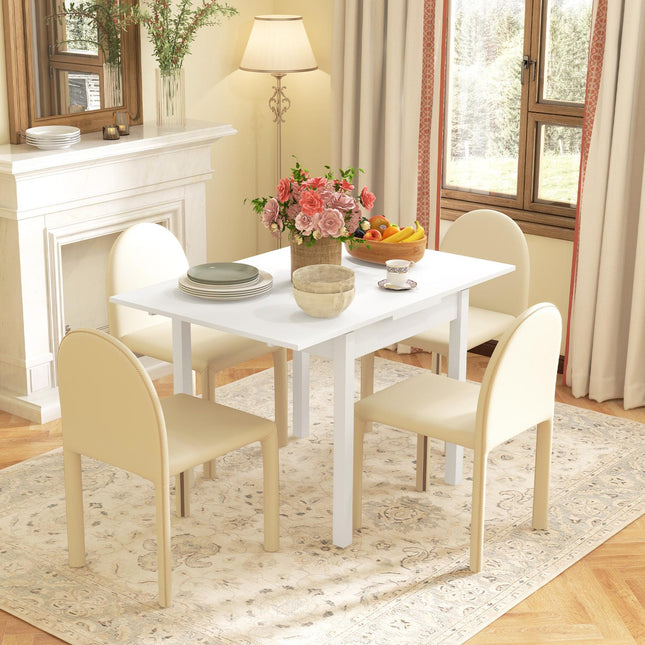 Extendable dining table in white wood for 2-4 people