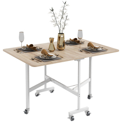 Expandable dining table in oak with wheels - Seats 4-6