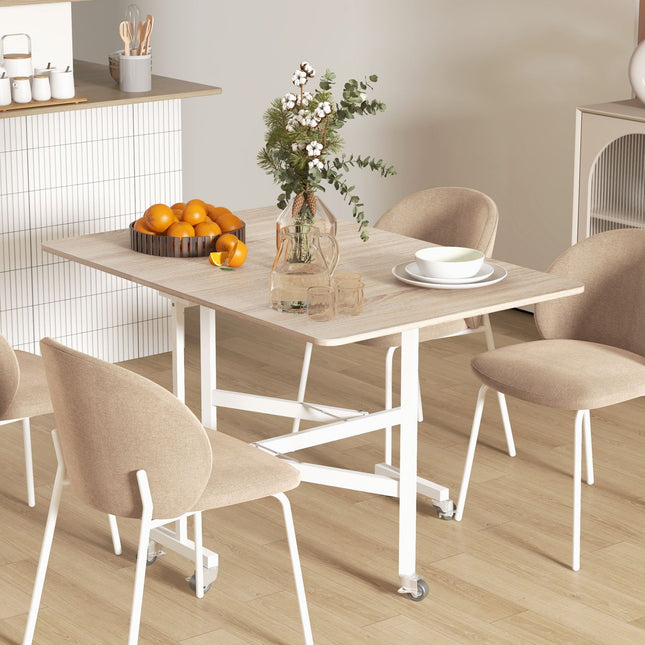 Expandable dining table in oak with wheels - Seats 4-6