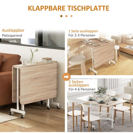 Expandable dining table in oak with wheels - Seats 4-6