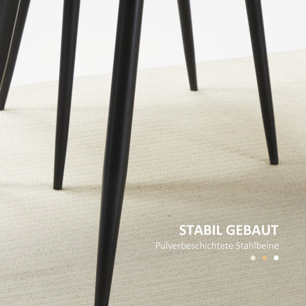 Modern dining table for 4, black wooden look, steel legs