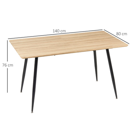 Modern dining table for 4, black wooden look, steel legs