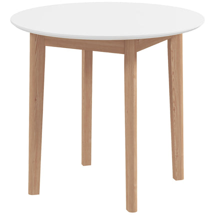 Round dining table for 2, solid wood, 75 cm, white finish