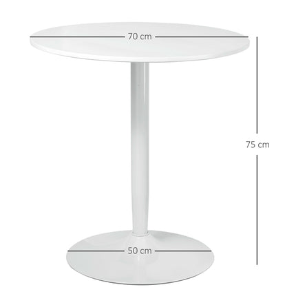 Round dining table, Modern White, Steel legs, Ø70 x 75 cm