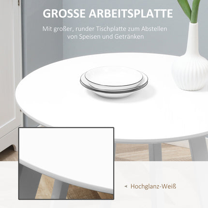 Round dining table, white, bevelled legs, 72 cm