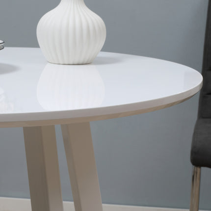 Round dining table, white, bevelled legs, 72 cm