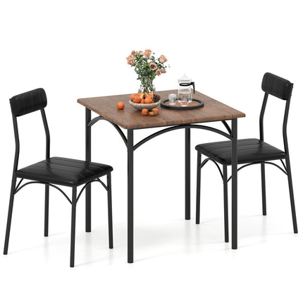 Dining Table Set for 2 with Padded Chairs, Space-Saving Design