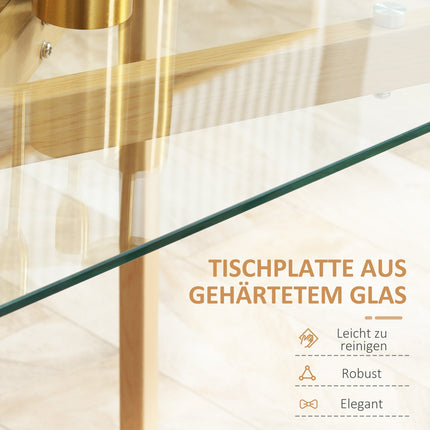 Dining Table for 4, Glass Top, Steel Frame, 120x60 cm