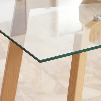 Dining Table for 4, Glass Top, Steel Frame, 120x60 cm