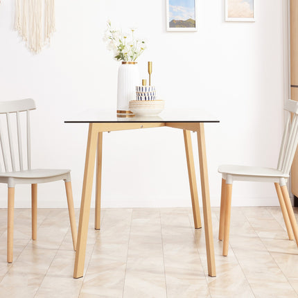 Dining Table for 4, Glass Top, Steel Frame, 120x60 cm