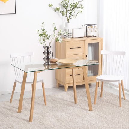 Dining Table for 4, Glass Top, Steel Frame, 120x60 cm