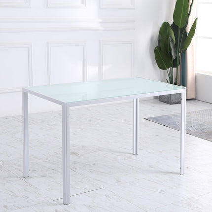 Dining Table for 4, Tempered Glass Top, Metal Legs