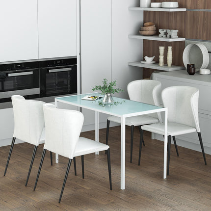 Dining Table for 4, Tempered Glass Top, Metal Legs