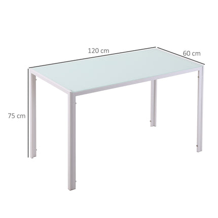 Dining Table for 4, Tempered Glass Top, Metal Legs