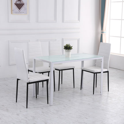 Dining Table for 4, Tempered Glass Top, Metal Legs
