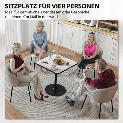 Dining Table for 4, White Marble Top, Metal Base
