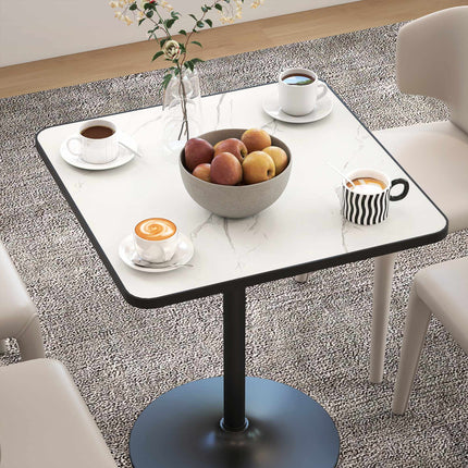 Dining Table for 4, White Marble Top, Metal Base