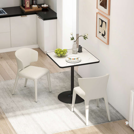 Dining Table for 4, White Marble Top, Metal Base