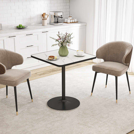 Dining Table for 4, White Marble Top, Metal Base