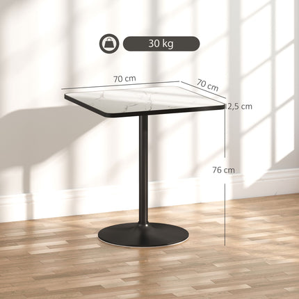 Dining Table for 4, White Marble Top, Metal Base