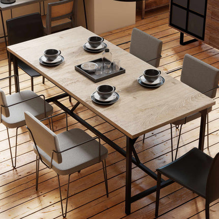 Dining Table for 6-8, Wood Look, 180 x 80 x 75.5 cm