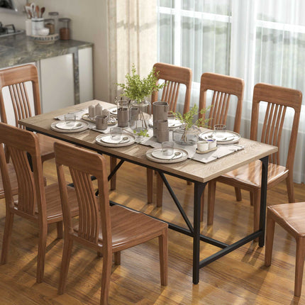 Dining Table for 6-8, Wood Look, 180 x 80 x 75.5 cm