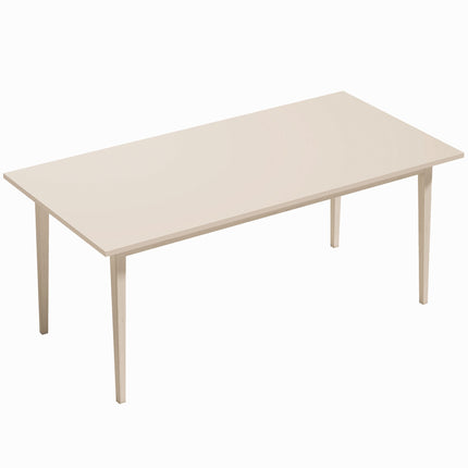 Dining Table for 8, Modern Design, Solid Wood Legs, Cream