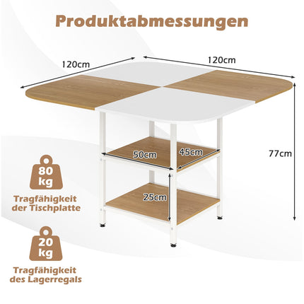 Dining Table with Shelves, 120x120 cm, Seats 4
