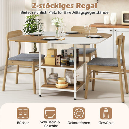 Dining Table with Shelves, 120x120 cm, Seats 4