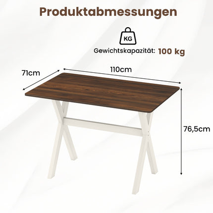 Dining Table with X-Frame, Walnut Finish, 110x71 cm