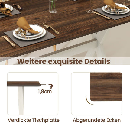 Dining Table with X-Frame, Walnut Finish, 110x71 cm