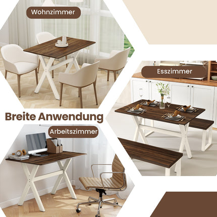 Dining Table with X-Frame, Walnut Finish, 110x71 cm