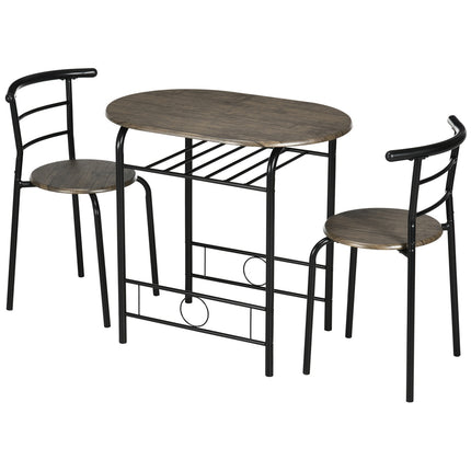 Black oval kitchen dining table set with storage, metal