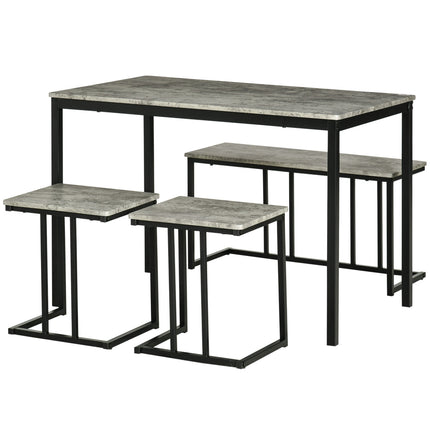 Kitchen table set with 3 benches for 4 - Grey