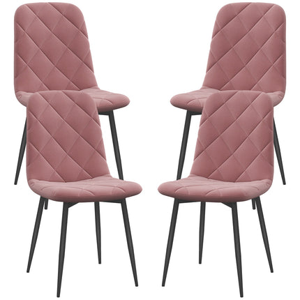 Eetkamerstoelen set van 4 keukenstoelen met rugleuning, fluweellook, fauteuil 45 x 54 x 87 cm roze