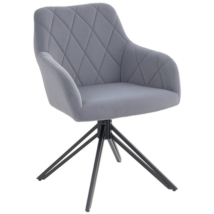 Eetkamerstoel gestoffeerde stoel met armleuning keukenstoel woonkamerstoel fluweellook retro design staalgrijs 58 x 60,5 x 79 cm Aosom