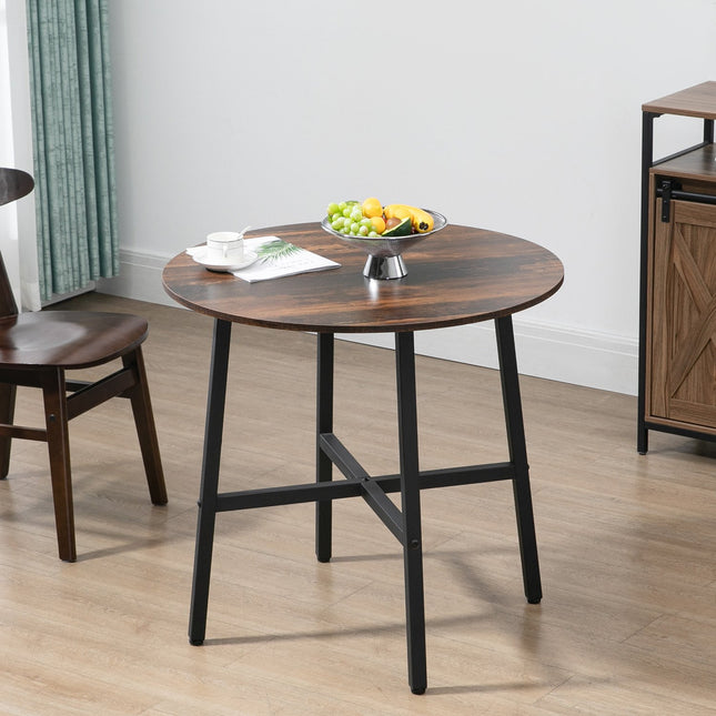Steel dining table for 4, 80x80x76 cm, brown finish