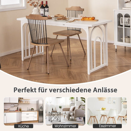 Dining room table wood 160 x 60 cm rectangular kitchen table with metal legs white