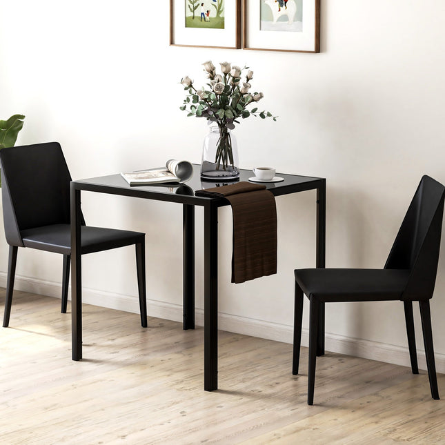 Square dining table in glass for 4.80 kg Capacity, Black