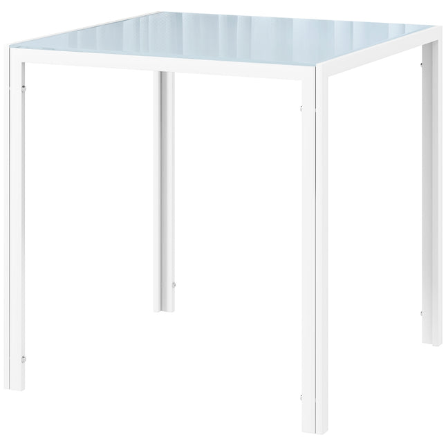 Square glass dining table for 4 - 75x75 cm, White