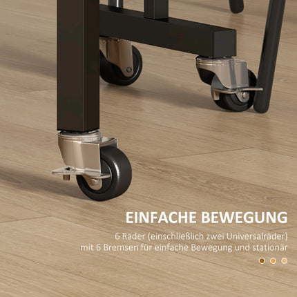 Folding dining table with wheels, steel legs, chairs 4-6