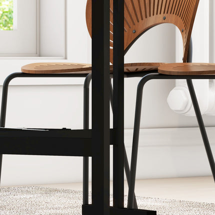 Folding dining table with wheels, steel legs, chairs 4-6