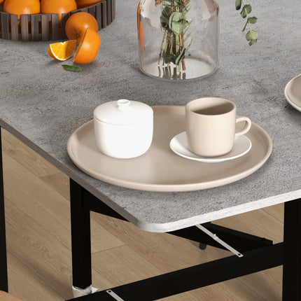 Folding dining table with wheels, steel legs, chairs 4-6