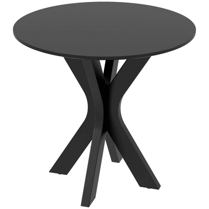 Round black dining table, modern steel frame, Ø78 x 75 cm